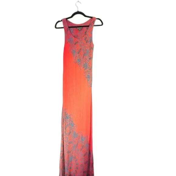 Tommy Bahama Orange Printed Maxi Dress w/ Pinholes Size S - Picture 1 of 14
